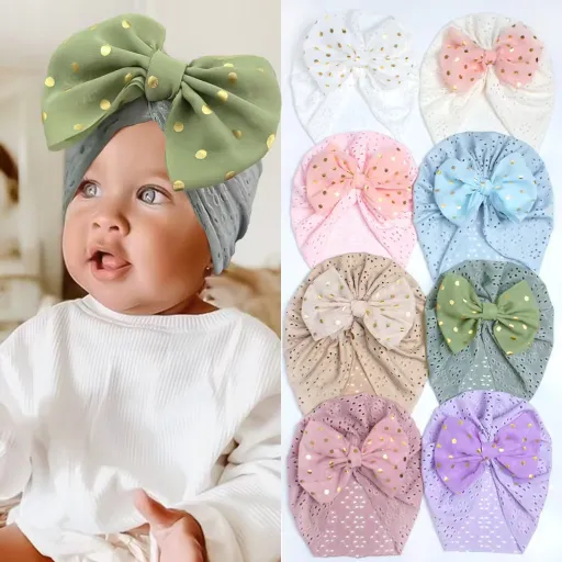 Shiny Chicken Kari Bowknot Baby Turban Cap (1 Pc) 